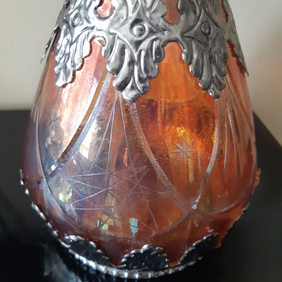 Art Nouveau Ornate Cut Glass Decanter with Silver, Circa 1900s, Made in Germany - Picture 4 of 16